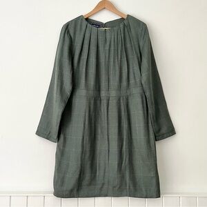 Johnnie-O Retro Plaid Silk Wool Blend Pintuck Sheath Dress Size XL